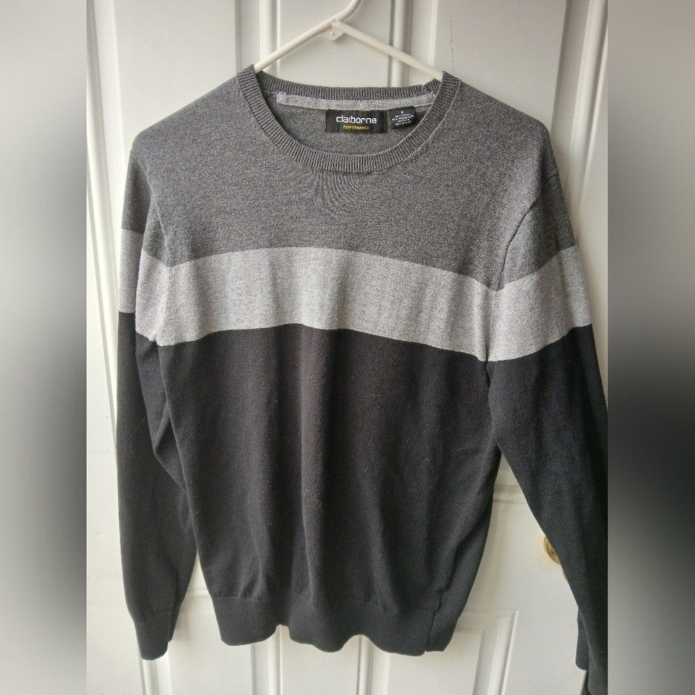 Claiborne Women's Crewneck Sweater Gray Black Small